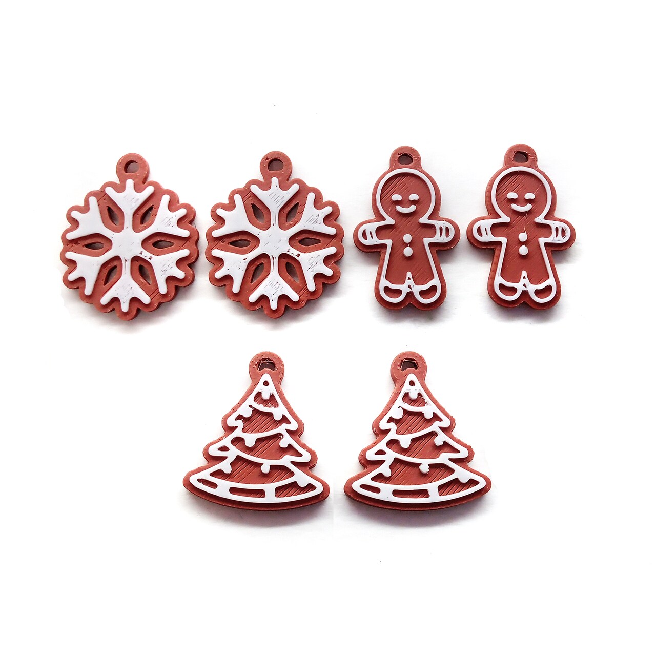Cute Gingerbread Cookie Charms, 6 pieces, 3 Pairs of Tiny Charms for Christmas Earrings, Adorabilities